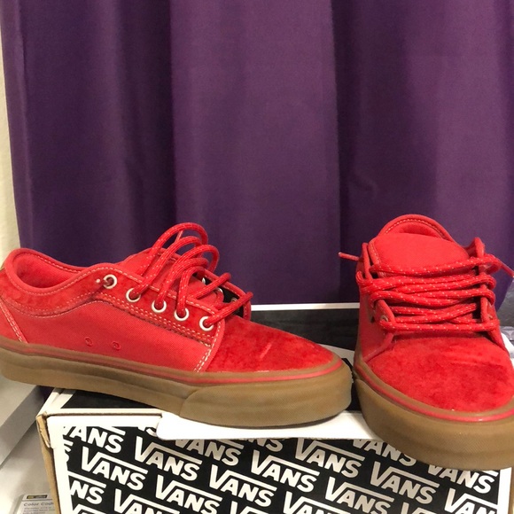 all red chukka low vans